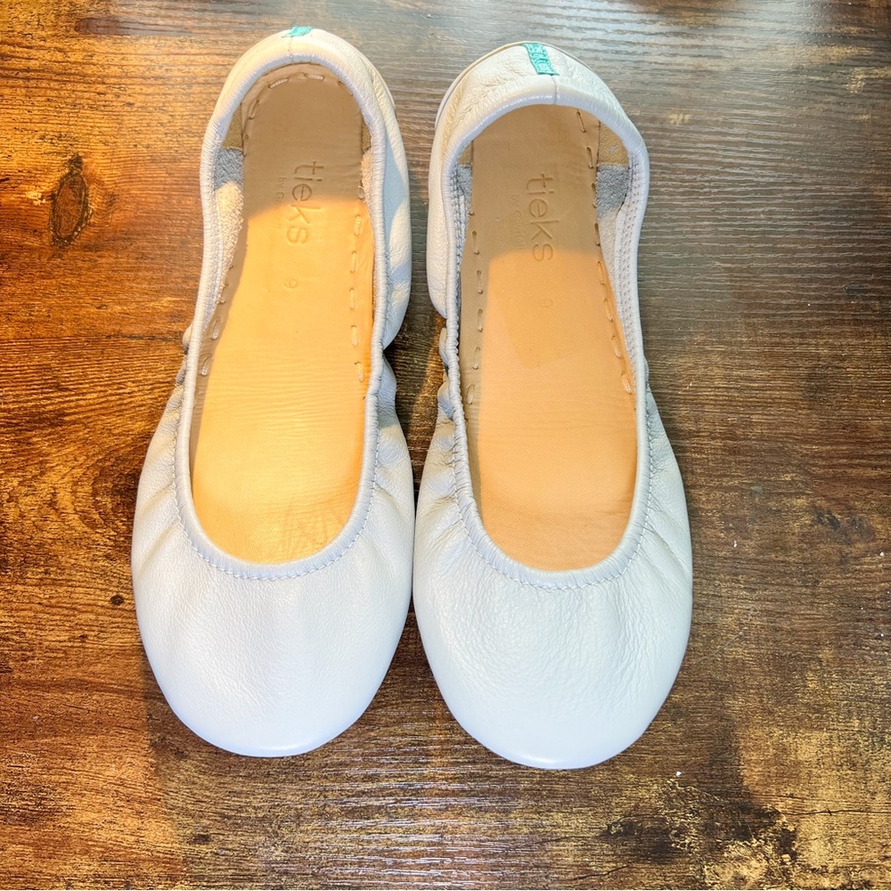 Tieks Cool Grey Leather Foldable Travel Comfort Ballet Flats Women's Size 9